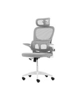 Cadeira Escritório Ergonômica Cinza Com Suporte Lombar Estofado E Apoio De Cabeça Cinza