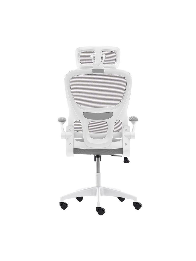 Cadeira Escritório Ergonômica Cinza Com Suporte Lombar Estofado E Apoio De Cabeça Cinza