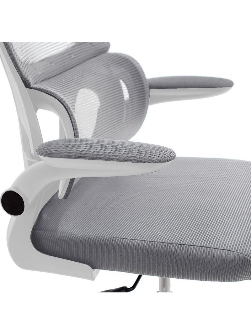 Cadeira Escritório Ergonômica Cinza Com Suporte Lombar Estofado E Apoio De Cabeça Cinza