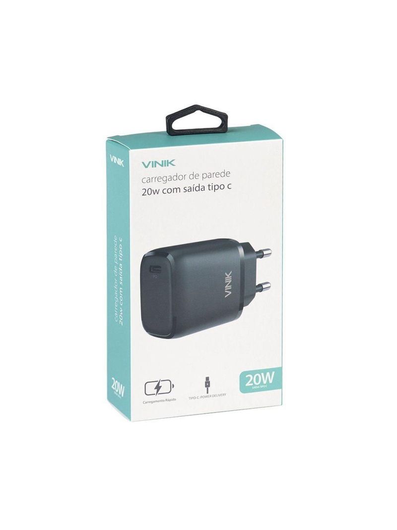 Carregador De Parede 20w Tipo C 12v Preto