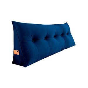 Almofada Para Cabeceira Encosto Apoio Lombar Spot 160cm Com Porta Celular Suede - Abmaza Cor Azul Escuro