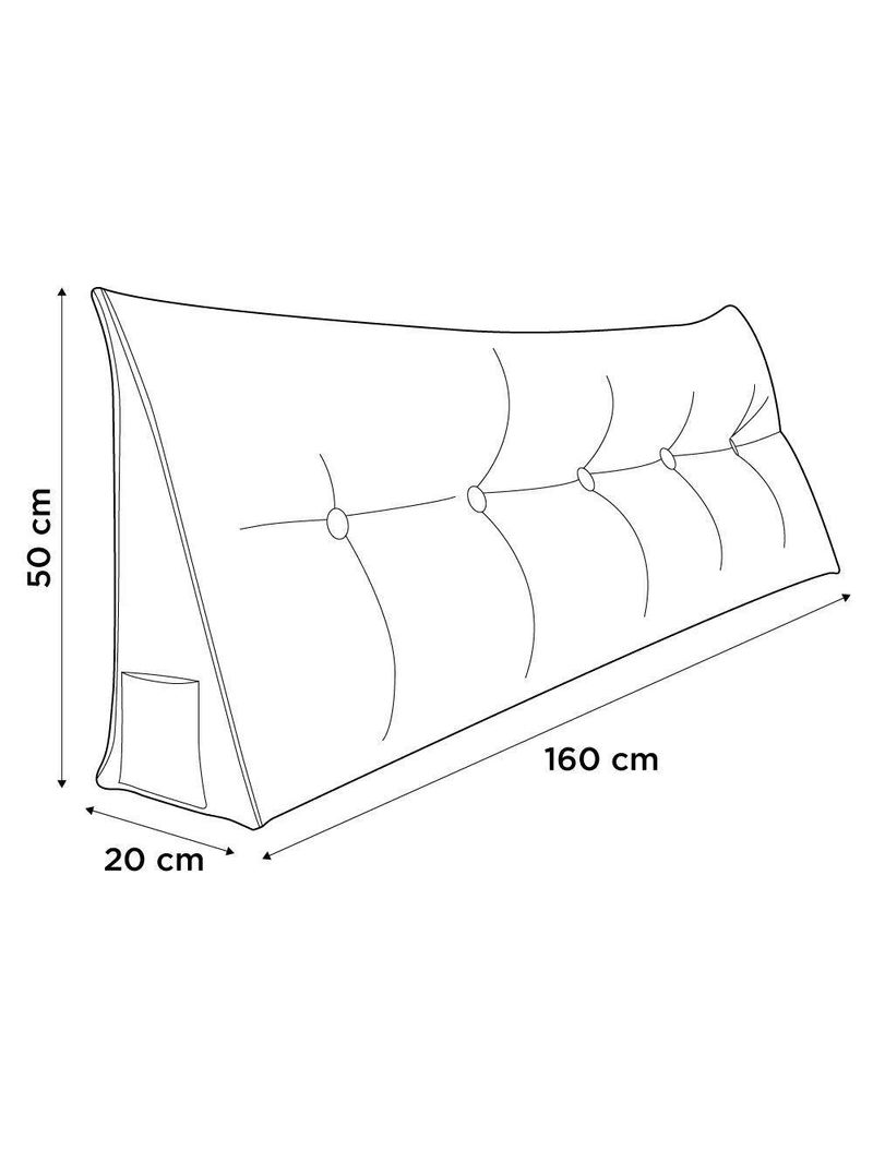 Almofada Para Cabeceira Encosto Apoio Lombar Spot 160cm Com Porta Celular Suede - Abmaza Cor Preto