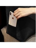 Almofada Para Cabeceira Encosto Apoio Lombar Spot 160cm Com Porta Celular Suede - Abmaza Cor Preto