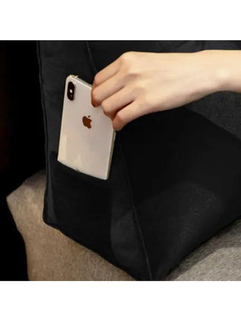 Almofada Para Cabeceira Encosto Apoio Lombar Spot 160cm Com Porta Celular Suede - Abmaza Cor Preto