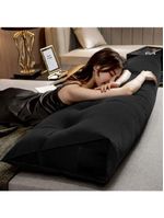 Almofada Para Cabeceira Encosto Apoio Lombar Spot 160cm Com Porta Celular Suede - Abmaza Cor Preto