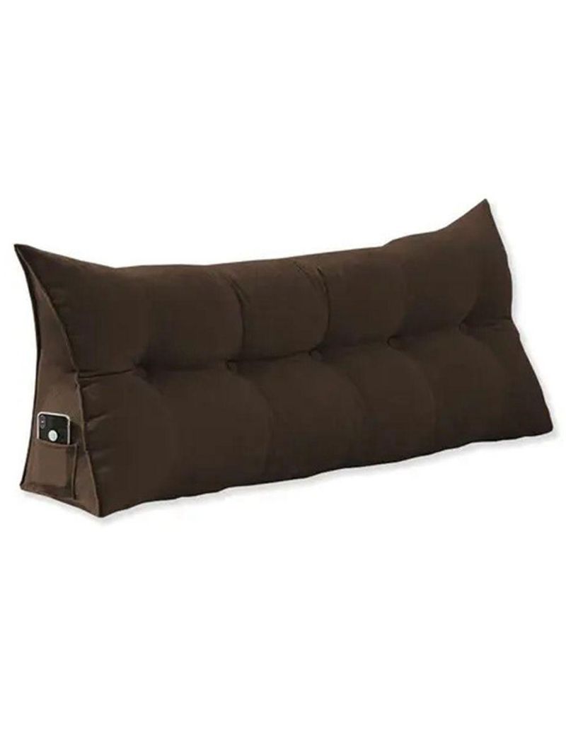 Almofada Para Cabeceira Encosto Apoio Lombar Spot 160cm Com Porta Celular Suede - Abmaza Cor Marrom