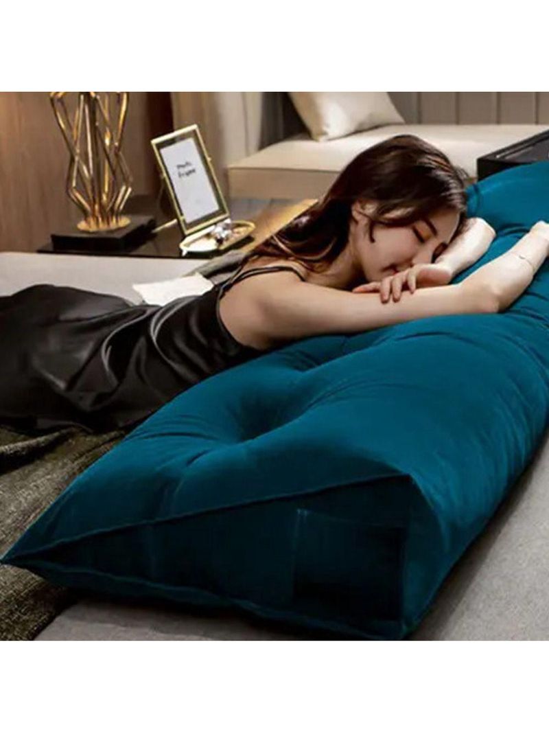 Almofada Para Cabeceira Encosto Apoio Lombar Spot 160cm Com Porta Celular Suede - Abmaza Azul