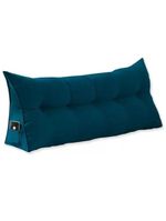 Almofada Para Cabeceira Encosto Apoio Lombar Spot 160cm Com Porta Celular Suede - Abmaza Azul