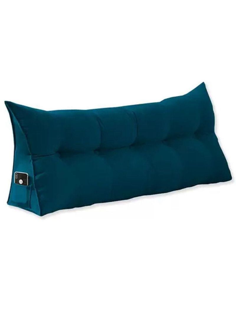 Almofada Para Cabeceira Encosto Apoio Lombar Spot 160cm Com Porta Celular Suede - Abmaza Azul