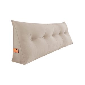 Almofada Para Cabeceira Encosto Apoio Lombar Spot 160cm Com Porta Celular Suede - Abmaza Cor Bege