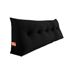 Almofada Para Cabeceira Encosto Apoio Lombar Spot 195cm Com Porta Celular Suede - Abmaza Cor Preto