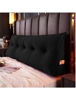 Almofada Para Cabeceira Encosto Apoio Lombar Spot 195cm Com Porta Celular Suede - Abmaza Cor Preto