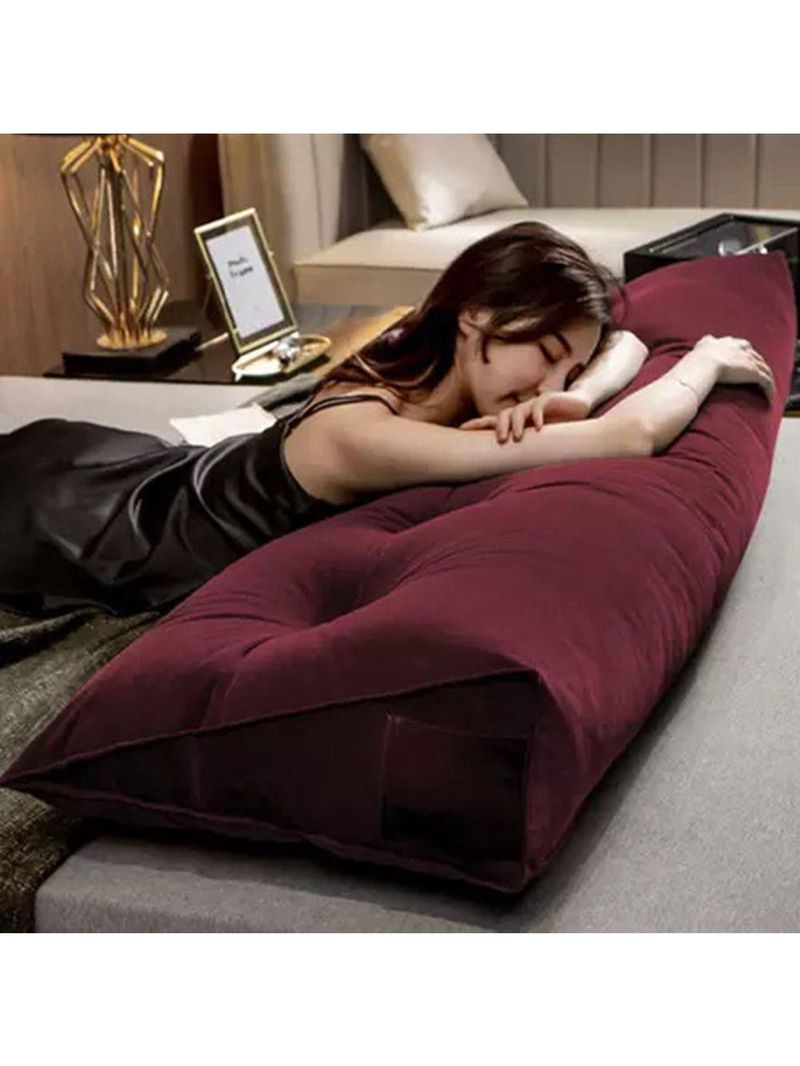 Almofada Para Cabeceira Encosto Apoio Lombar Spot 195cm Com Porta Celular Suede - Abmaza Vermelho