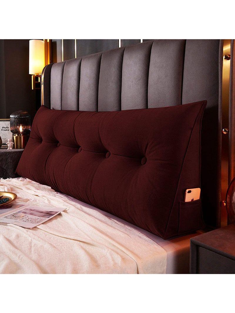 Almofada Para Cabeceira Encosto Apoio Lombar Spot 160cm Com Porta Celular Suede - Abmaza Vermelho