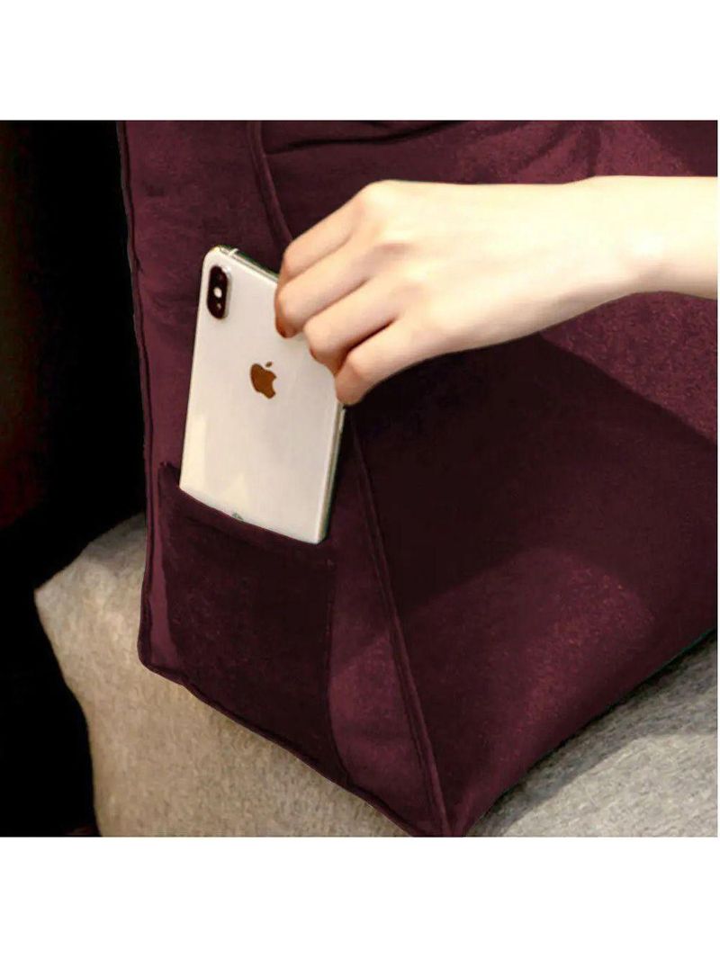 Almofada Para Cabeceira Encosto Apoio Lombar Spot 160cm Com Porta Celular Suede - Abmaza Vermelho