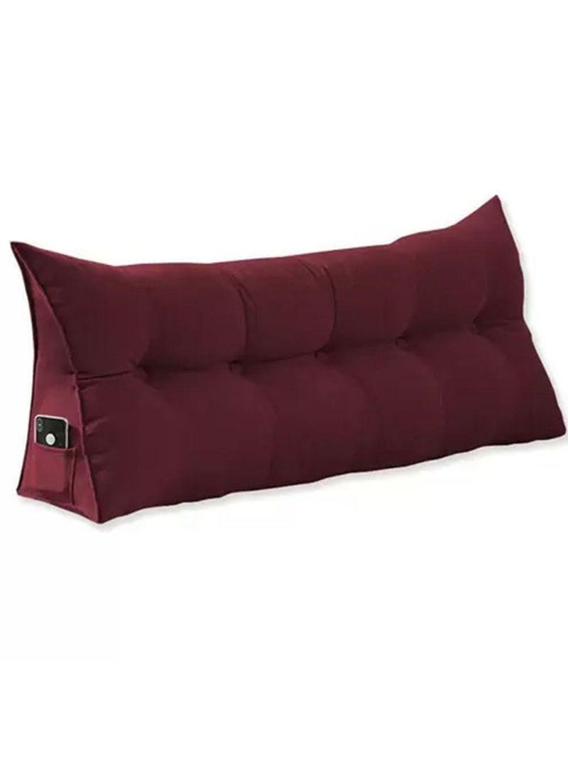 Almofada Para Cabeceira Encosto Apoio Lombar Spot 160cm Com Porta Celular Suede - Abmaza Vermelho