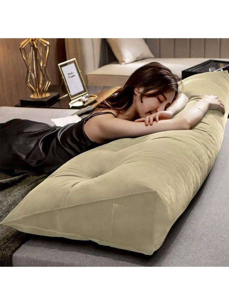 Almofada Para Cabeceira Encosto Apoio Lombar Spot 195cm Com Porta Celular Suede - Abmaza Cor Bege