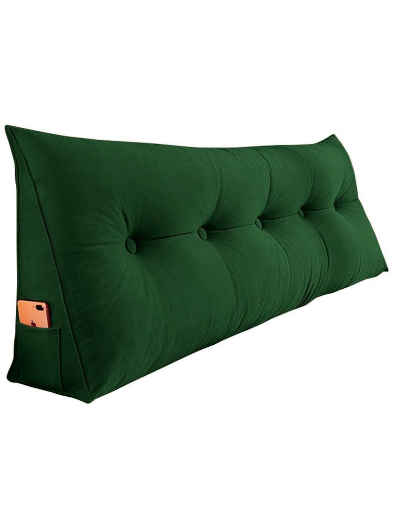 Almofada Para Cabeceira Encosto Apoio Lombar Spot 195cm Com Porta Celular Suede - Abmaza Cor Verde