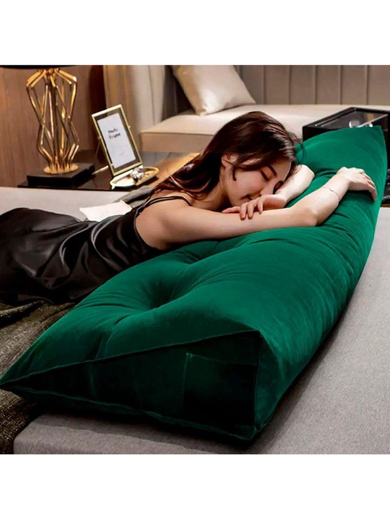 Almofada Para Cabeceira Encosto Apoio Lombar Spot 195cm Com Porta Celular Suede - Abmaza Cor Verde