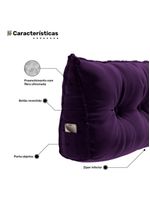 Almofada Para Cabeceira Encosto Apoio Lombar Spot 195cm Com Porta Celular Veludo - Abmaza Violeta