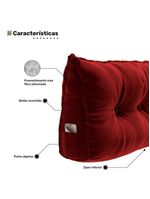 Almofada Para Cabeceira Encosto Apoio Lombar Spot 195cm Com Porta Celular Veludo - Abmaza Vermelho