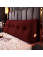 Almofada Para Cabeceira Encosto Apoio Lombar Spot 195cm Com Porta Celular Veludo - Abmaza Vermelho