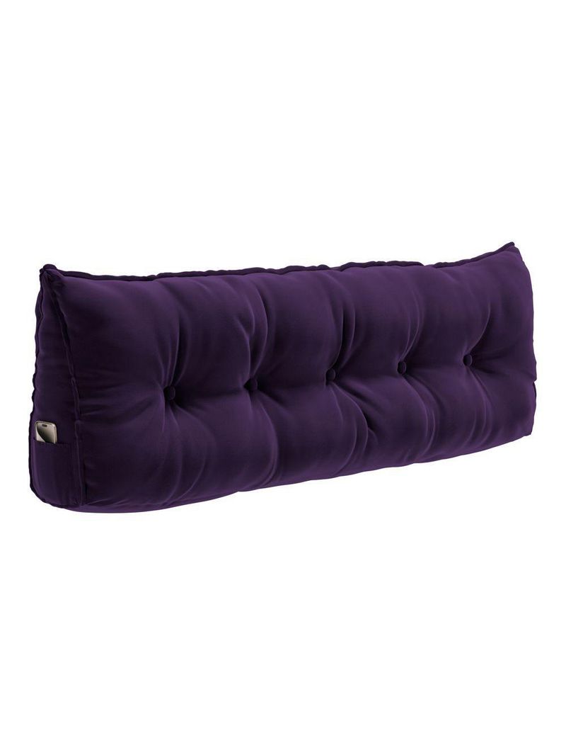 Almofada Para Cabeceira Encosto Apoio Lombar Spot 160cm Com Porta Celular Veludo - Abmaza Violeta
