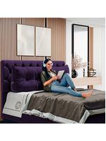 Almofada Para Cabeceira Encosto Apoio Lombar Spot 160cm Com Porta Celular Veludo - Abmaza Violeta