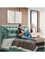 Almofada Para Cabeceira Encosto Apoio Lombar Spot 195cm Com Porta Celular Veludo - Abmaza Verde