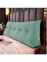 Almofada Para Cabeceira Encosto Apoio Lombar Spot 195cm Com Porta Celular Veludo - Abmaza Verde