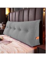 Almofada Para Cabeceira Encosto Apoio Lombar Spot 195cm Com Porta Celular Veludo - Abmaza Cinza