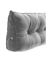 Almofada Para Cabeceira Encosto Apoio Lombar Spot 195cm Com Porta Celular Veludo - Abmaza Cinza