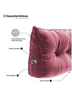 Almofada Para Cabeceira Encosto Apoio Lombar Spot 195cm Com Porta Celular Veludo - Abmaza Cor Rosa