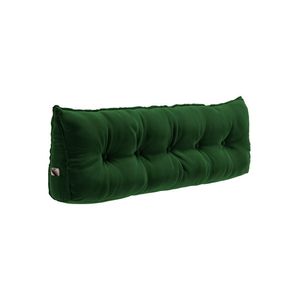 Almofada Para Cabeceira Encosto Apoio Lombar Spot 195cm Com Porta Celular Veludo - Abmaza Cor Verde Escuro