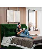 Almofada Para Cabeceira Encosto Apoio Lombar Spot 195cm Com Porta Celular Veludo - Abmaza Verde