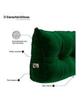 Almofada Para Cabeceira Encosto Apoio Lombar Spot 195cm Com Porta Celular Veludo - Abmaza Verde