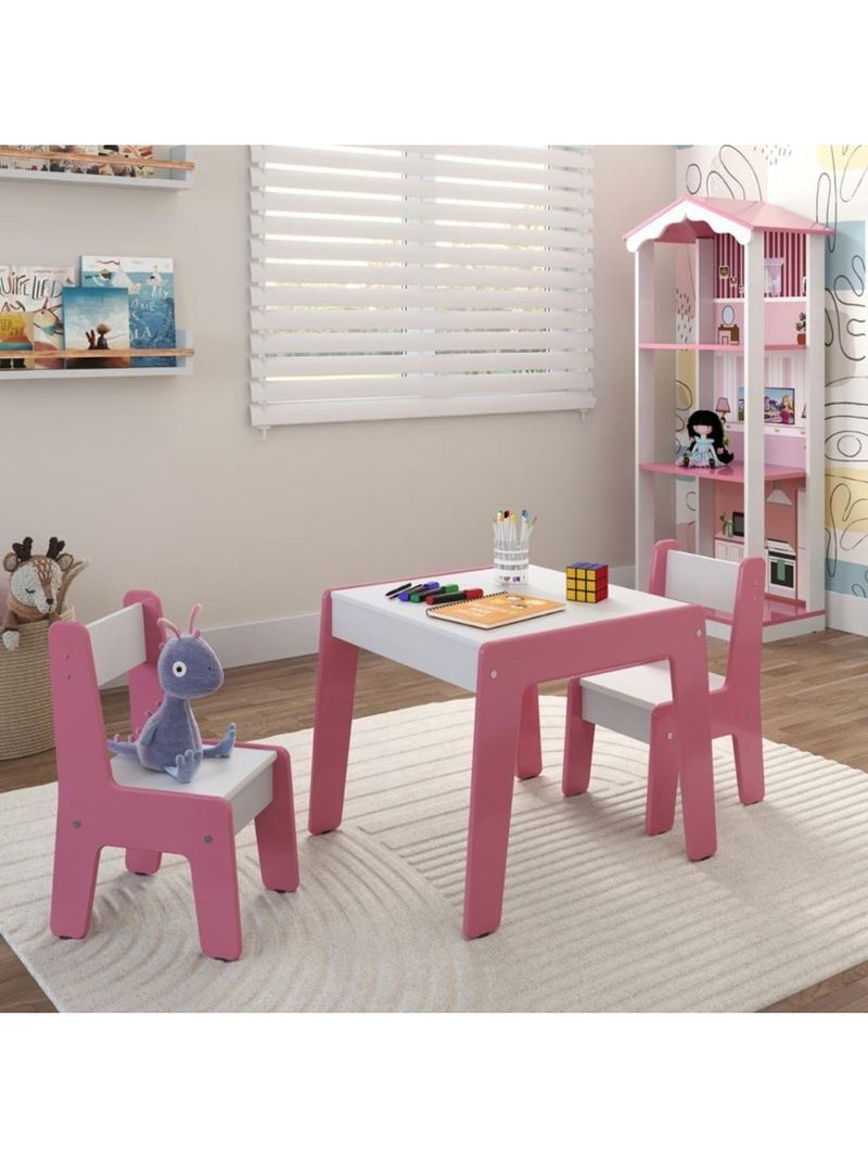 Jogo De Mesa E 2 Cadeiras Infantil Honduras Branco/rosa