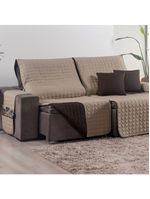 Protetor De Sofá Assento 2,40m Retrátil Shield Dupla Face Hipercal 400 Fios 100% Poliéster - Cáqui/marrom