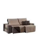 Protetor De Sofá Assento 2,40m Retrátil Shield Dupla Face Hipercal 400 Fios 100% Poliéster - Cáqui/marrom