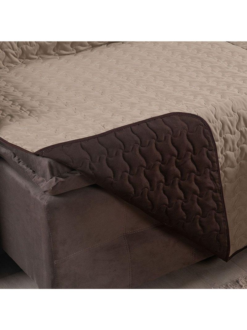 Protetor De Sofá Assento 1,80m Retrátil Shield Dupla Face Hipercal 400 Fios 100% Poliéster - Cáqui/marrom