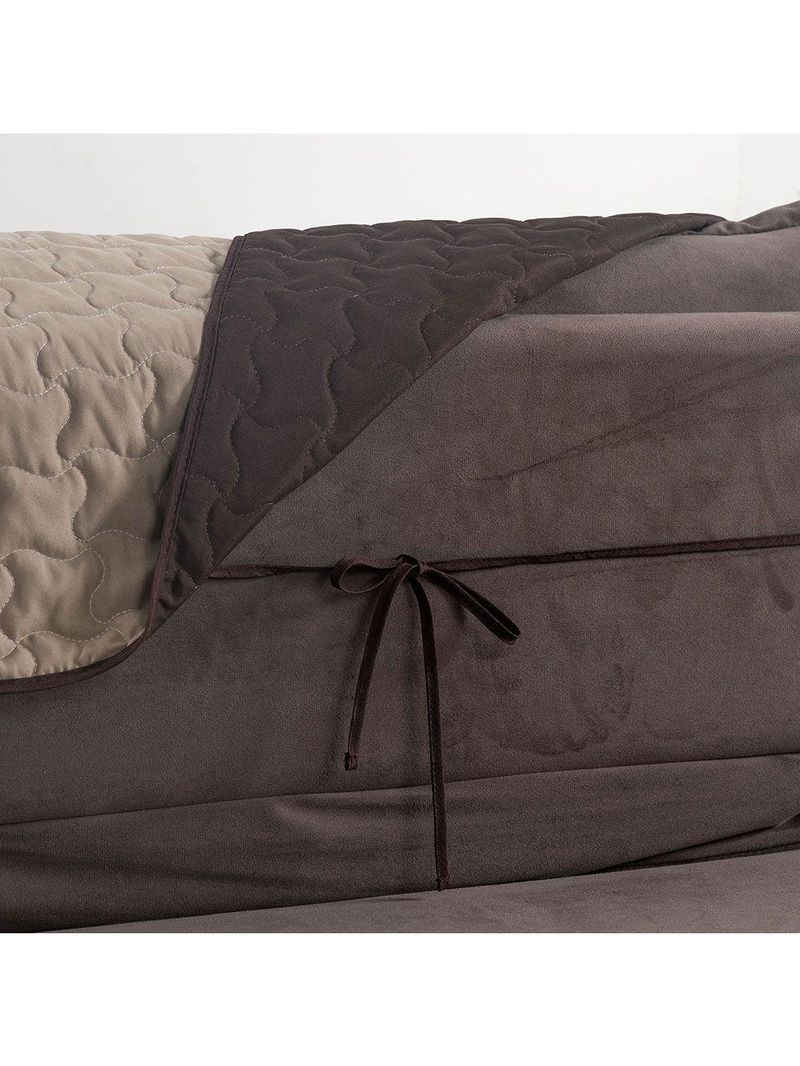 Protetor De Sofá Assento 1,80m Retrátil Shield Dupla Face Hipercal 400 Fios 100% Poliéster - Cáqui/marrom