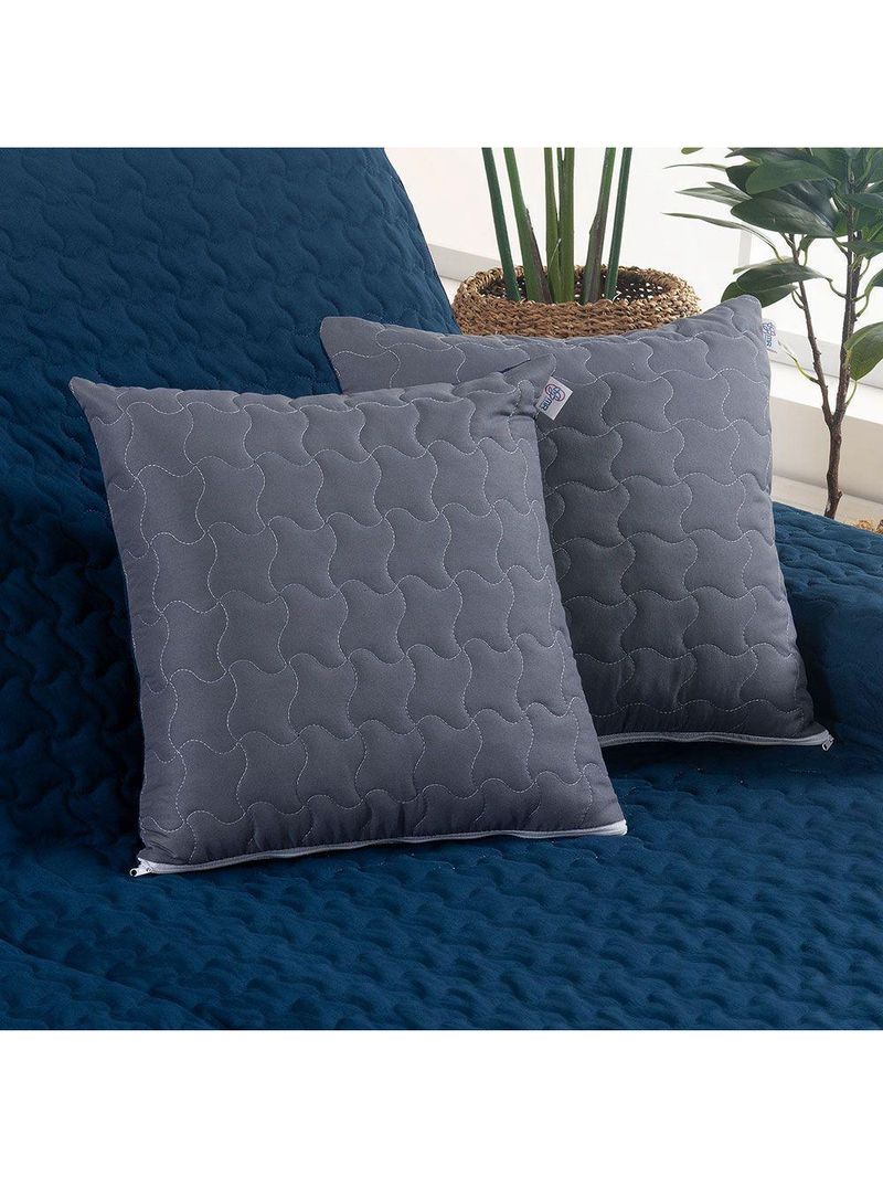 Protetor De Sofá Assento 1,80m Retrátil Shield Dupla Face Hipercal 400 Fios 100% Poliéster - Marinho/cinza