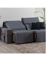 Protetor De Sofá Assento 2,20m Retrátil Shield Dupla Face Hipercal 400 Fios 100% Poliéster - Cinza/preto