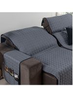 Protetor De Sofá Assento 2,20m Retrátil Shield Dupla Face Hipercal 400 Fios 100% Poliéster - Cinza/preto