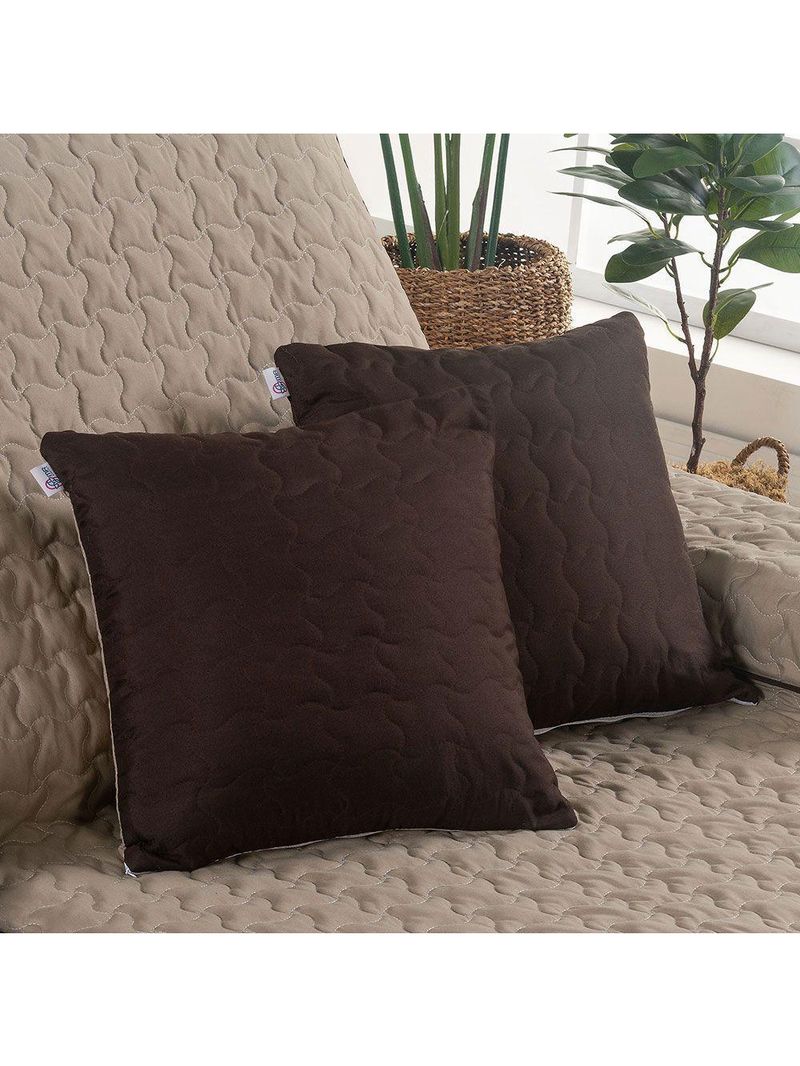 Protetor De Sofá Assento 1,80m Retrátil Shield Dupla Face Hipercal 400 Fios 100% Poliéster - Cáqui/marrom