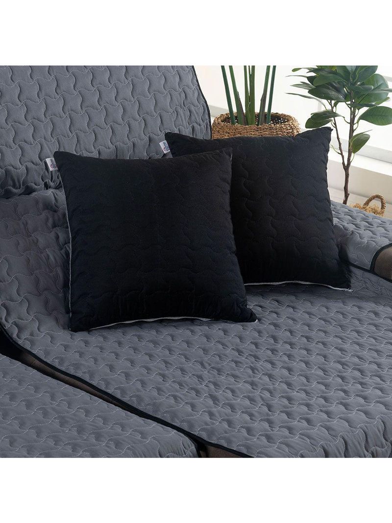 Protetor De Sofá Assento 2,20m Retrátil Shield Dupla Face Hipercal 400 Fios 100% Poliéster - Cinza/preto