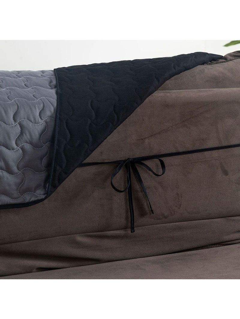 Protetor De Sofá Assento 2,20m Retrátil Shield Dupla Face Hipercal 400 Fios 100% Poliéster - Cinza/preto