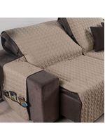 Protetor De Sofá Assento 2,20m Retrátil Shield Dupla Face Hipercal 400 Fios 100% Poliéster - Cáqui/marrom