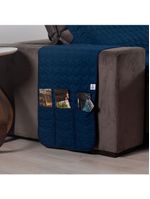 Protetor De Sofá Assento 2,20m Retrátil Shield Dupla Face Hipercal 400 Fios 100% Poliéster - Marinho/cinza