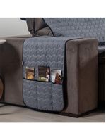 Protetor De Sofá Assento 1,80m Retrátil Shield Dupla Face Hipercal 400 Fios 100% Poliéster - Cinza/preto